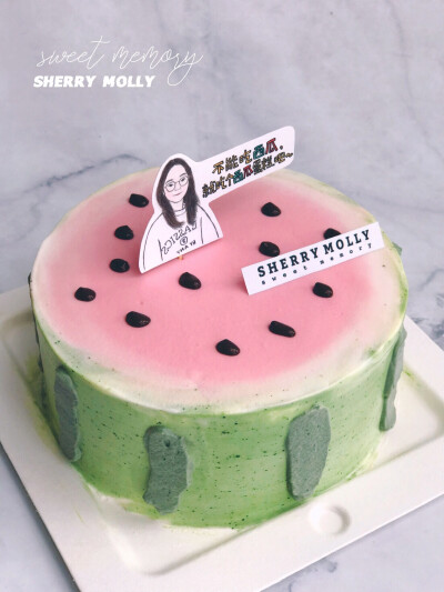 #SHERRY Molly家の下午茶#—『红丝绒cake』给女生订的cake～小插牌上的话配着西瓜样子的cake 实在太配了 可爱耶