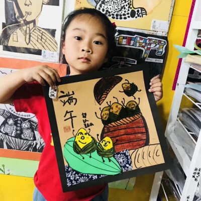 儿童画 端午 女孩