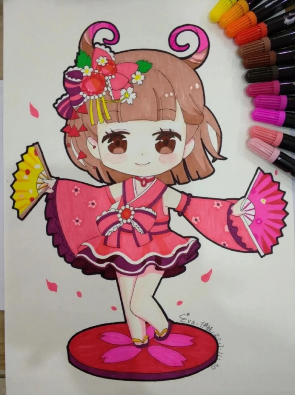 儿童画 端午 女孩