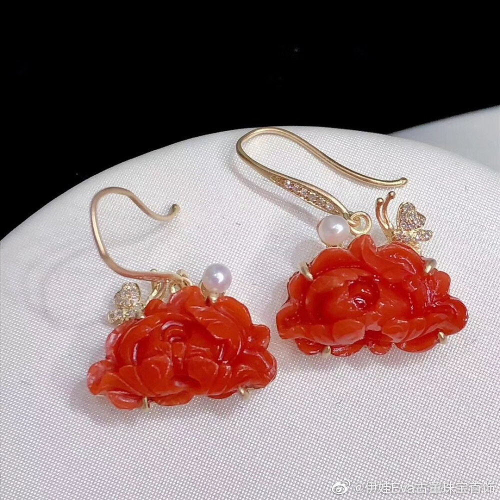 珊瑚花朵耳坠