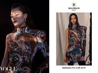 VogueFilm时装电影盛典# 钟楚曦身着Balmain2019早秋系列亮相。刺绣修身短裙，尽显曼妙身姿，诠释刚柔并济的魅力