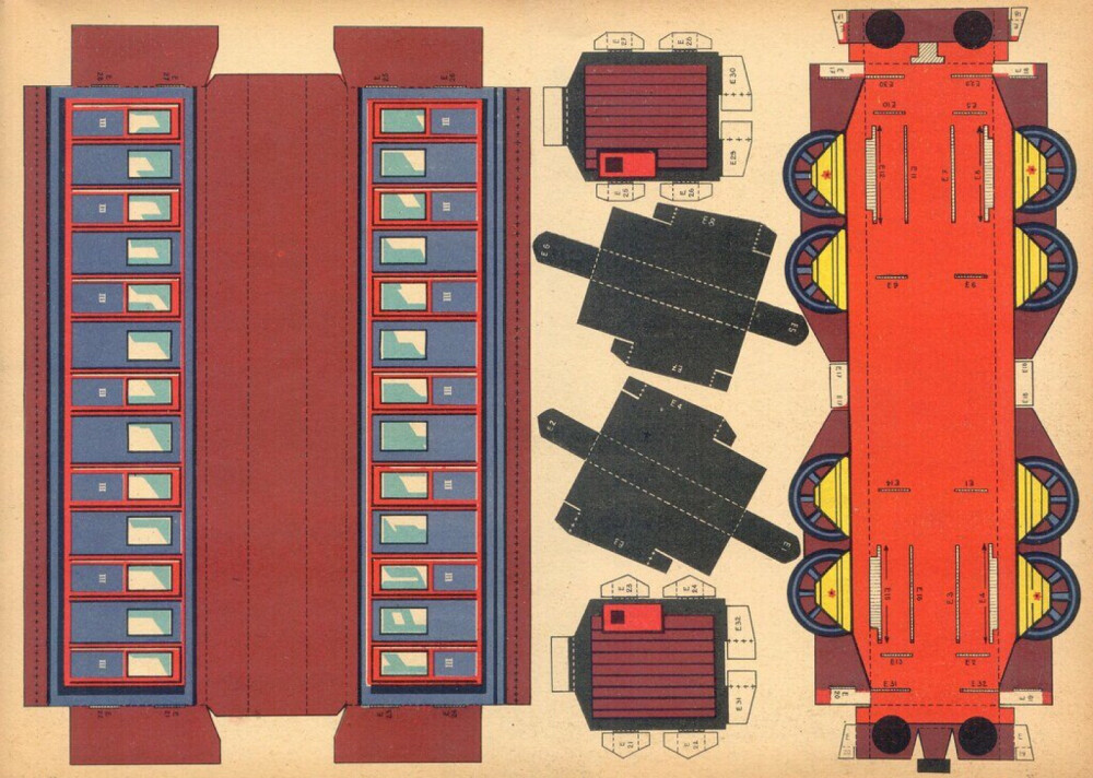 复古 小火车 纸模