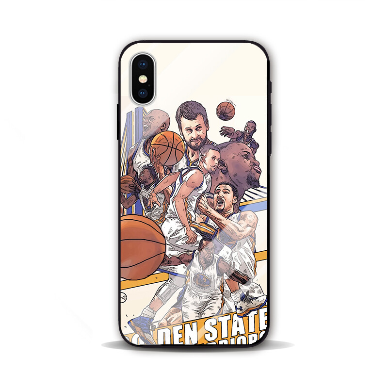 NBA勇士总冠军插画师 三星S10 苹果7 8P XR P30 PRO 玻璃手机壳