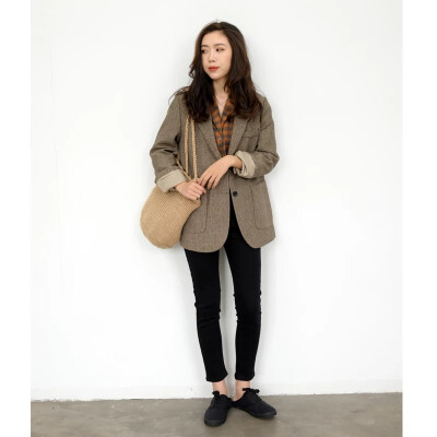 冬季搭配|衬衫+小西装外套+牛仔裤+小白鞋