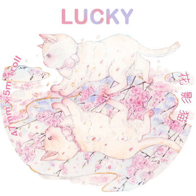 LUCKYTAPE乐意原创和纸胶带 DIY创意手帐 整卷贴纸特油花影猫