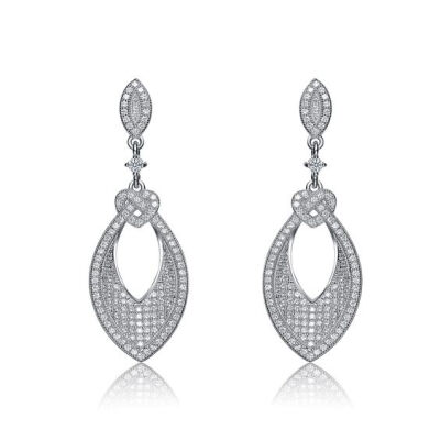 Collette Z Sterling Silver Cubic Zirconia Round Drop Earrings