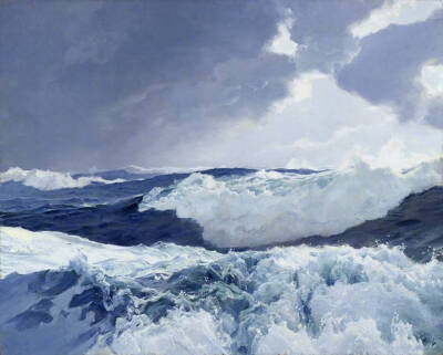 海的姿态。19世纪画家Frederick Judd Waugh痴迷于大海的美，他的一生绝大部分作品都是描绘大海。