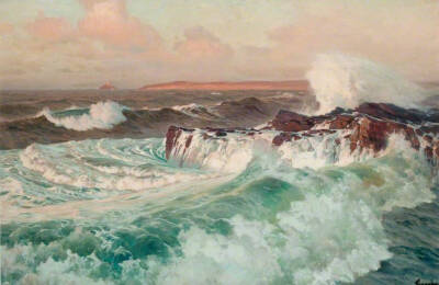 海的姿态。19世纪画家Frederick Judd Waugh痴迷于大海的美，他的一生绝大部分作品都是描绘大海。