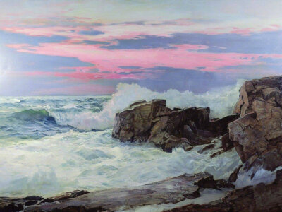 海的姿态。19世纪画家Frederick Judd Waugh痴迷于大海的美，他的一生绝大部分作品都是描绘大海。