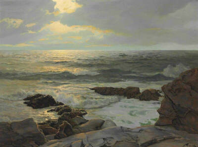 海的姿态。19世纪画家Frederick Judd Waugh痴迷于大海的美，他的一生绝大部分作品都是描绘大海。