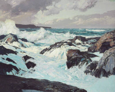 海的姿态。19世纪画家Frederick Judd Waugh痴迷于大海的美，他的一生绝大部分作品都是描绘大海。