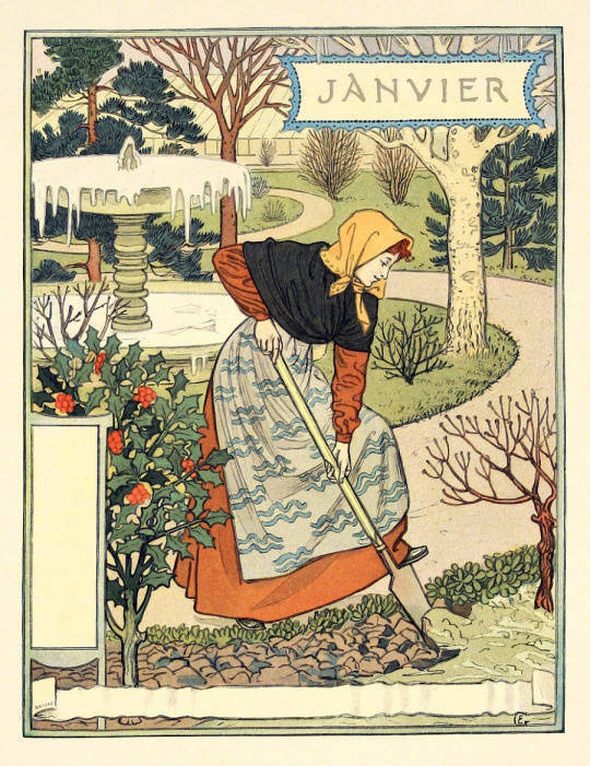 四季花园，100多年前的日历。作者：Eugène Grasset