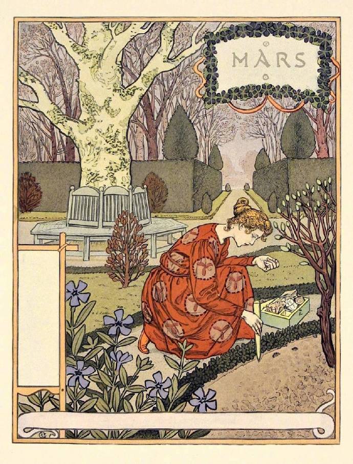 四季花园，100多年前的日历。作者：Eugène Grasset