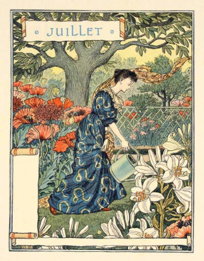 四季花园，100多年前的日历。作者：Eugène Grasset