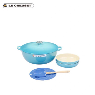 法国 LE CREUSET 酷彩 珐琅铸铁锅 炒锅 32cm深烧锅套组