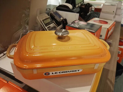 法国Le Creuset 酷彩 南法橙色 29cm长方形浅身锅 无水海鲜