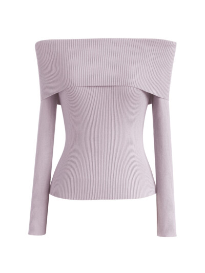 Grace Off-shoulder Cowl Neck Knit Top in Lilac - Tops - Retro, Indie and Unique Fashion