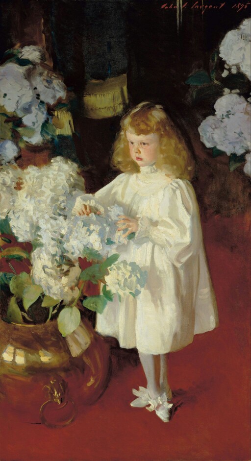 约翰·辛格·萨金特JohnSingerSargent(1856—1925)美国画家。生于意大利佛罗伦萨。1874年在卡罗律斯—迪朗的巴黎画室学画，受印象派影响。1879年去西班牙研究委拉斯开兹的作品。1884年沙龙展览杰作《某夫人》引起流言，迁居伦敦。1876年到美国并加入美国籍。但长期逗留英、法、德、意等国，从事创作。多为上层人士作肖像画，其作品声誉渐高，有《石竹、百合、蔷薇》等。为西奥多·罗斯福、约翰·洛克菲勒画过像。1910年后热衷于水彩风景。1890～1910年为波士顿公共图书馆和波士顿美术馆作壁画。