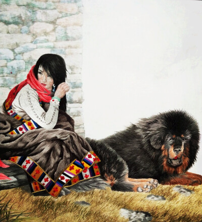 用牛毛和羊毛织的藏族作品