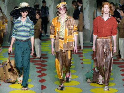 Marni Menswear 2020 春夏系列, 颓废落魄的文艺气质, 帽子是用废物再利用打造~ ​​​