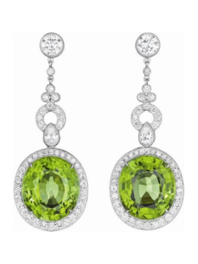 Peridot and diamond earrings. Color!