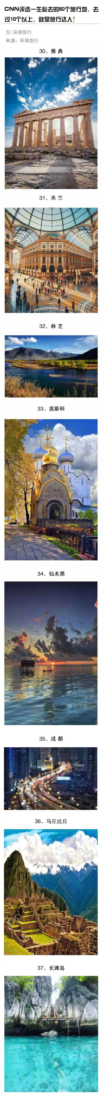CNN评选一生必去的50个地方！