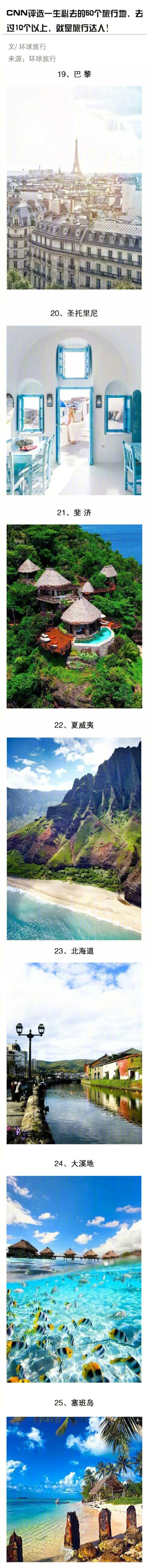 CNN评选一生必去的50个地方！