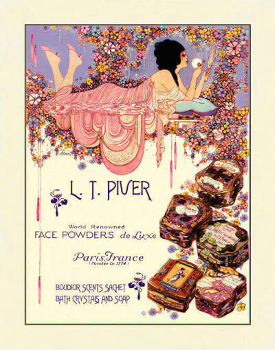 一百年前的化妆品广告画。作者：Fred L. Packer