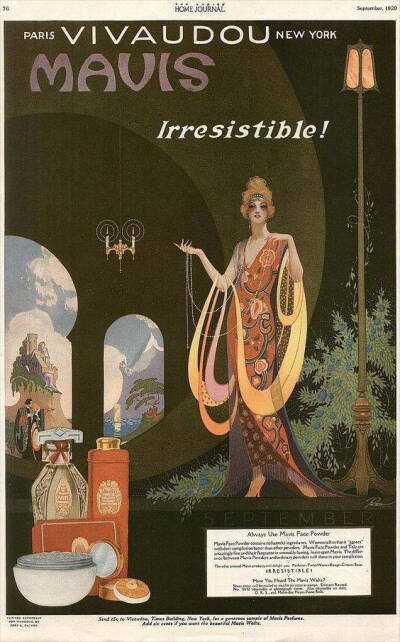 一百年前的化妆品广告画。作者：Fred L. Packer