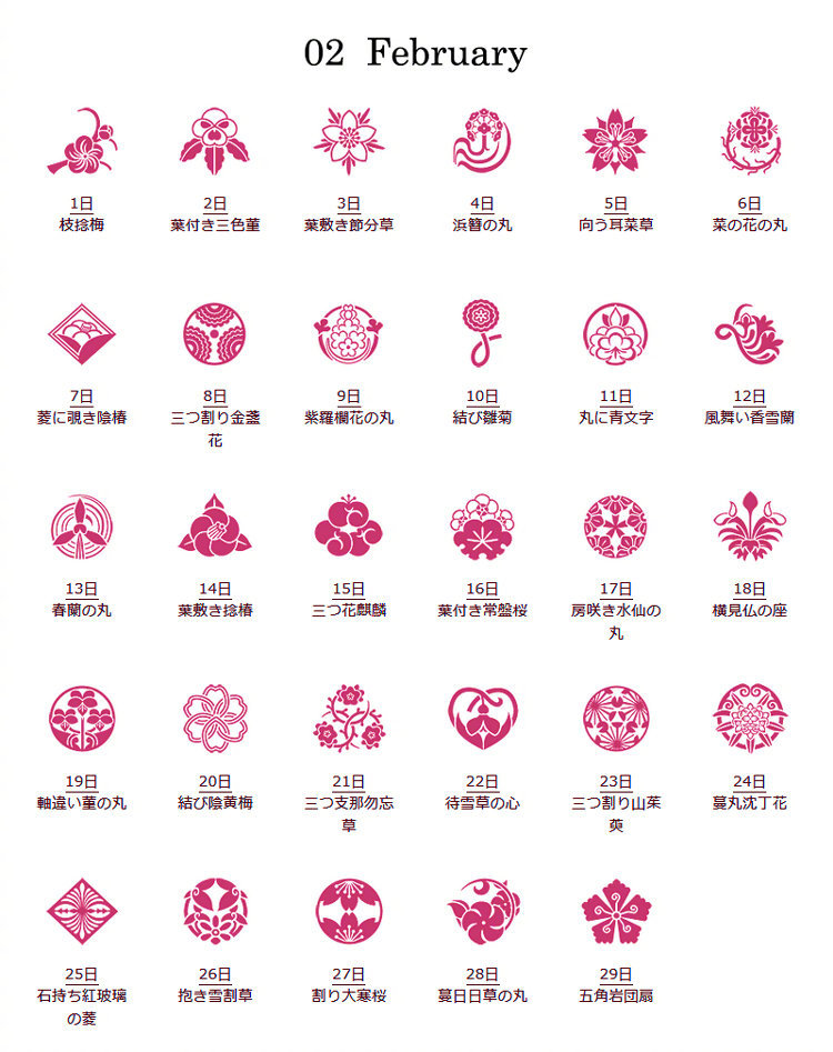 日本366日花个纹,1年里(包括闰年的2月29日)的每一天都有一个不同的