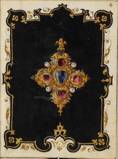 古董十字架设计稿【Jewel Book of the Duchess Anna of Bavaria 】(1550s) ​​​