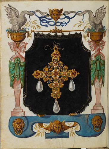 古董十字架设计稿【Jewel Book of the Duchess Anna of Bavaria 】(1550s) ​​​