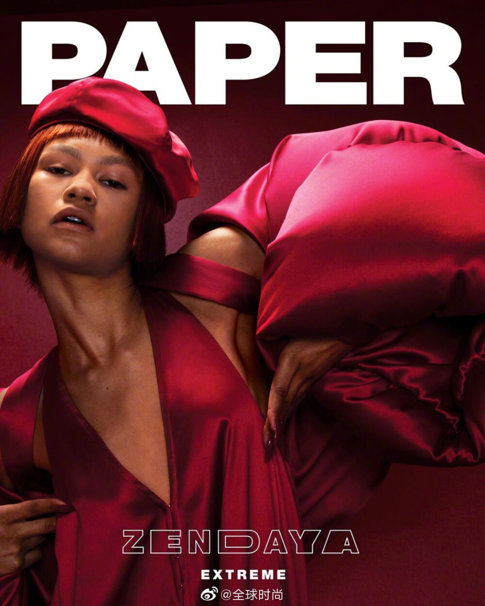 Zendaya &amp;《PAPER》｜极具张力的色调和造型，借用暗红色系的压迫感，营造非凡硬照风格。❤️