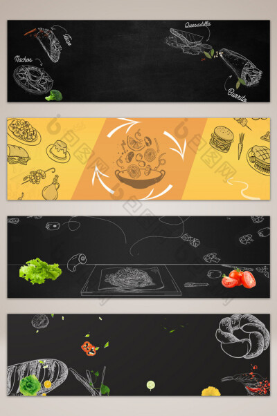 简约手绘食物快餐banner海报背景图片图片