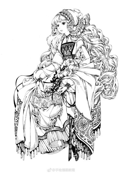 线稿 本文摘自：《线语集：唯美线稿插画实例教程》，具体画法见书。 子仪YOYI 编著