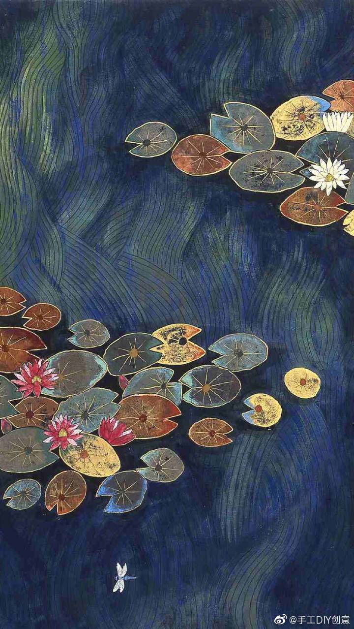 日本画家「平松禮二」的山色水月画，美丽的质感颜色。