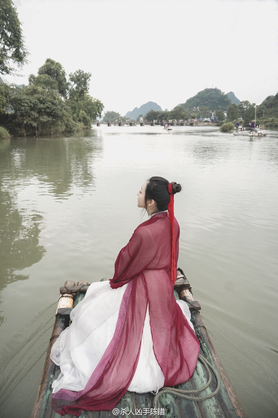 古风美女 背影 侧影 远景