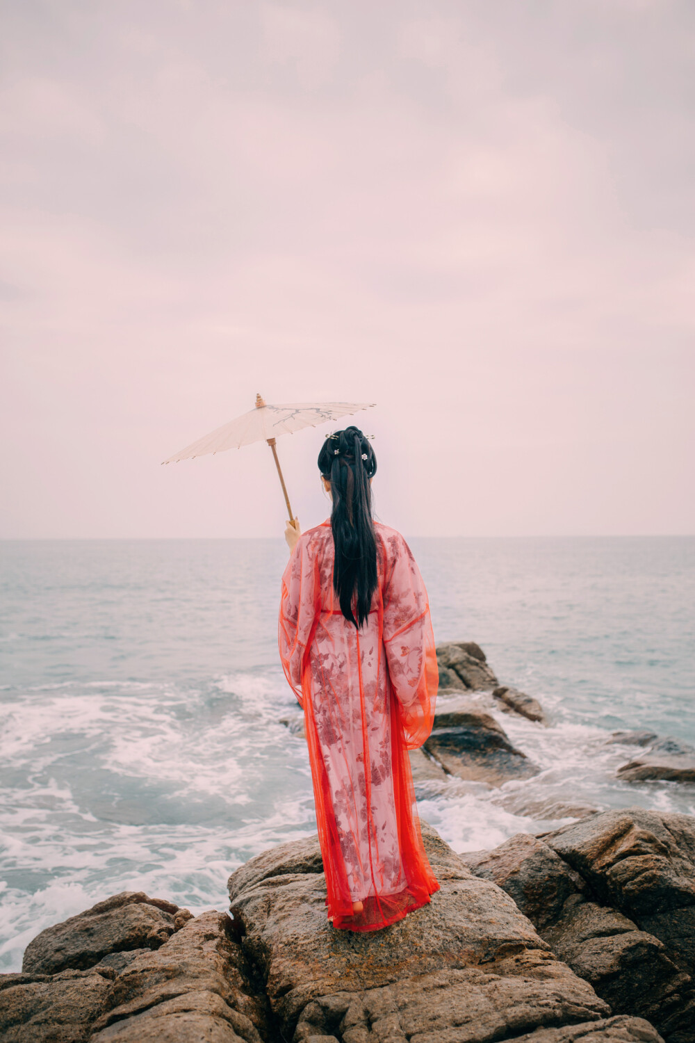 古风美女 背影 侧影 远景
