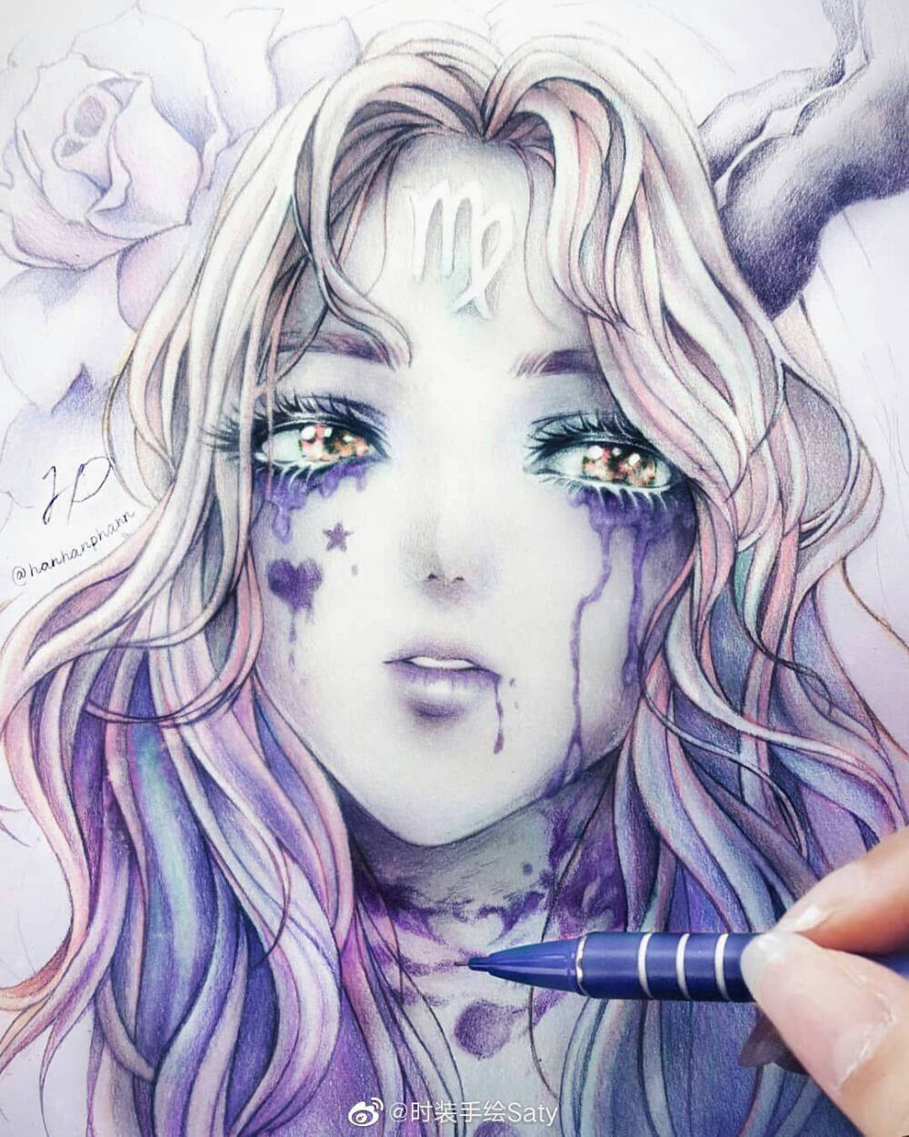 [cp]#时尚手绘插画# 铅笔线稿 & 动漫人物炸裂创新，创新图集 / shared by hanhanphann[鲜花] ​[/cp]