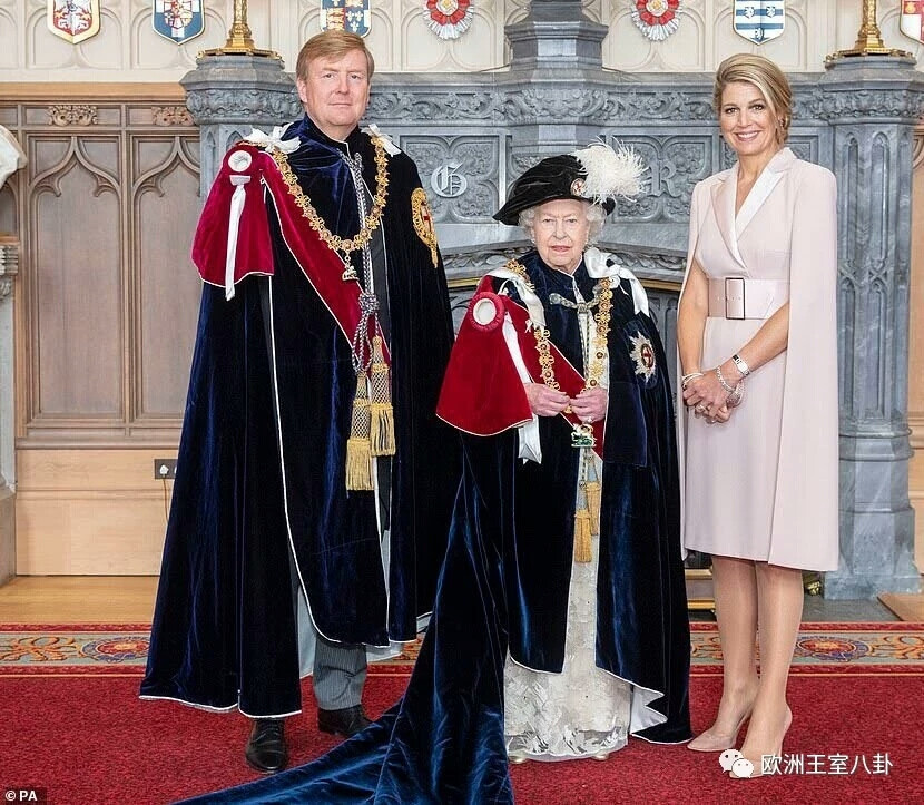 （从左至右）荷兰国王威廉-亚历山大，英国女王伊丽莎白二世，荷兰王后玛克西玛