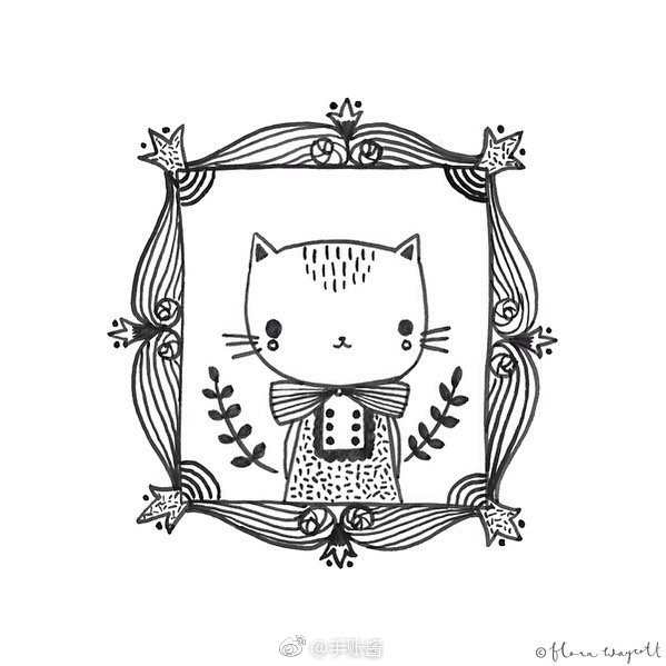 黑白手绘~~ ins：florawaycott_ ​ via @黑白插画装饰画 ​​​​