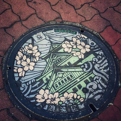 看 !! 找到了个很漂亮的井盖
是大阪城诶