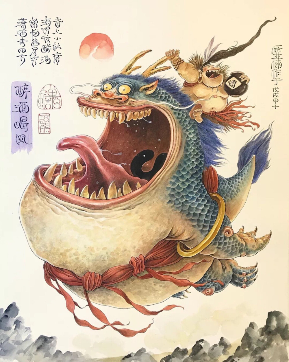 手绘插画 | 他创作的每幅鬼怪都富有故事感，​堪称视觉盛宴。-85后画家-侯亚楠