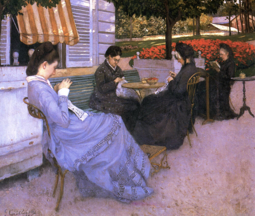 法国印象派画家古斯塔夫·卡耶博特（Gustave Caillebotte）笔下描绘了许多在巴黎窗边眺望的人物背影和巴黎街景