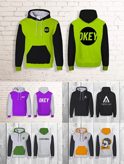 男女款卫衣logo展示样机ps智能贴图素材