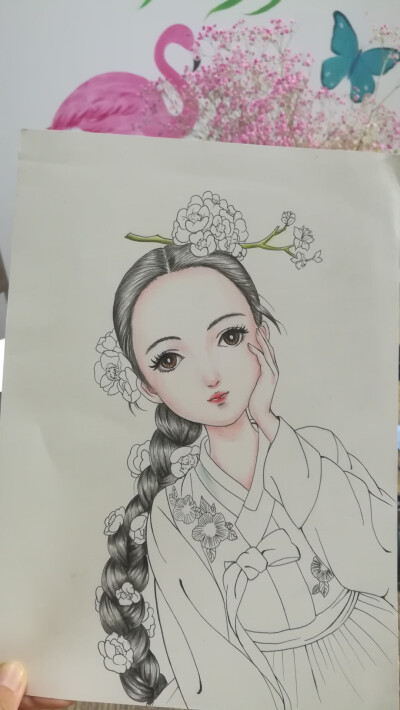 吴老师范画——朝鲜族美女