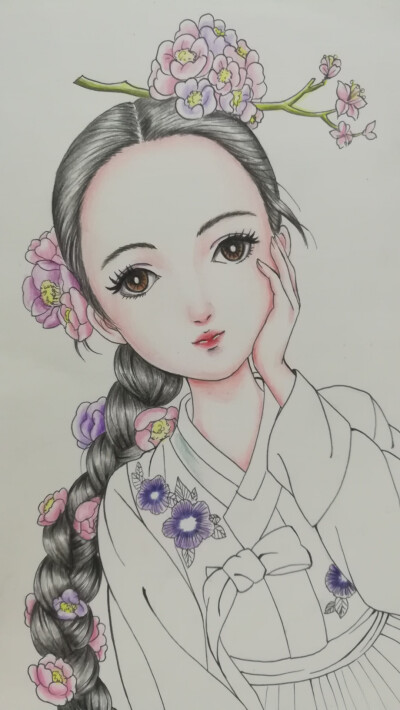 吴老师范画——朝鲜族美女