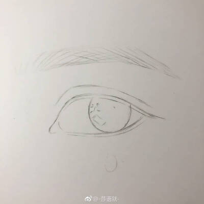 一根自动铅配合黑色彩铅完成的眼睛手绘 作者：-莎语默- ​