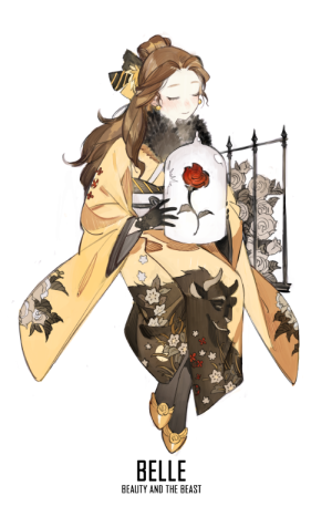 迪士尼公主  美女与野兽  贝儿公主  P站:STAR影法師