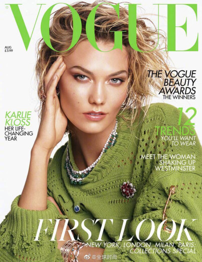 #KarlieKloss# &《VOGUE》UK 八月刊封面｜或复古，或新潮，或摩登，来自小kk的三色多变风格。❤️ ​​​